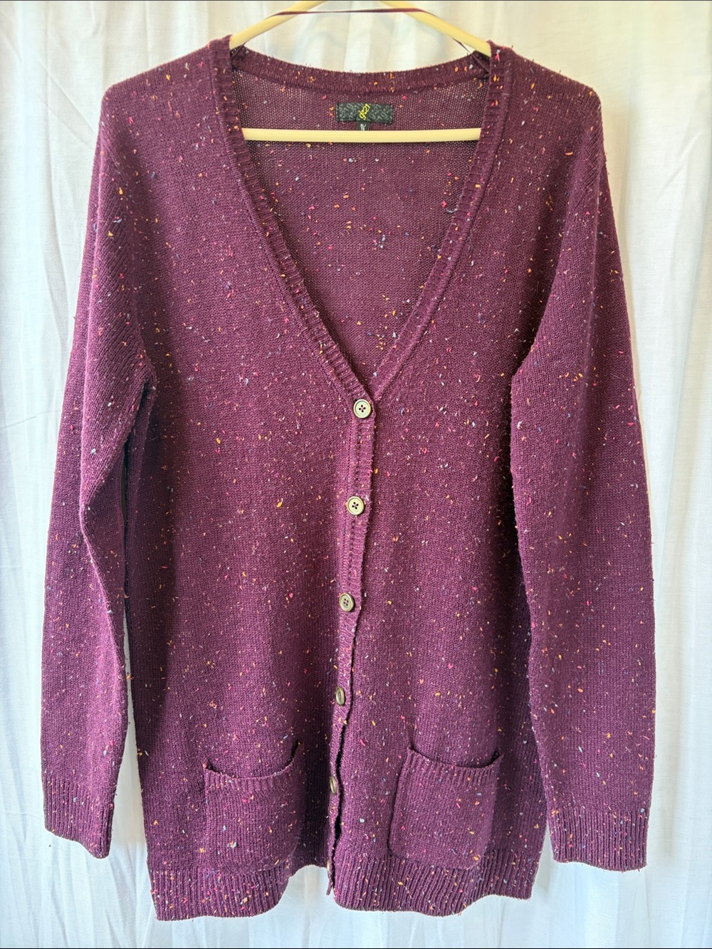 Women’s g:21 Burgundy Speckled V-Neck Button Cardigan